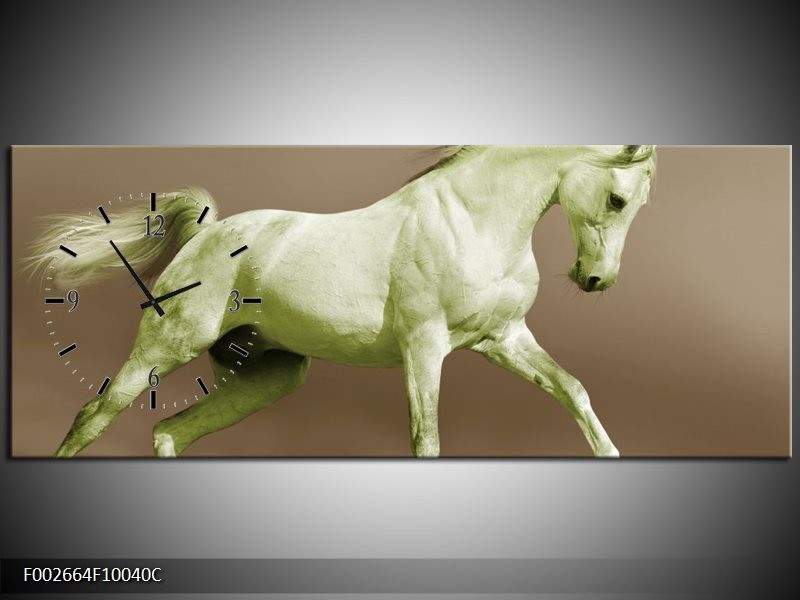 Klok schilderij Paard | Groen, Bruin | 100x40cm 1Luik