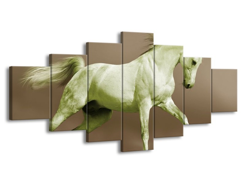Canvas schilderij Paard | Groen, Bruin | 210x100cm 7Luik