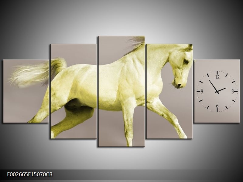 Klok schilderij Paard | Groen, Grijs | 150x70cm 5Luik