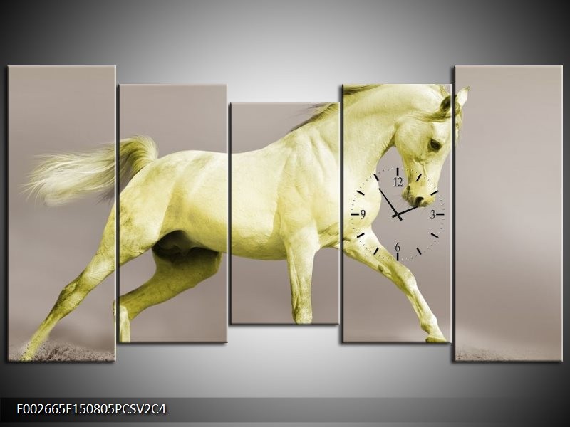 Klok schilderij Paard | Groen, Grijs | 150x80cm 5Luik