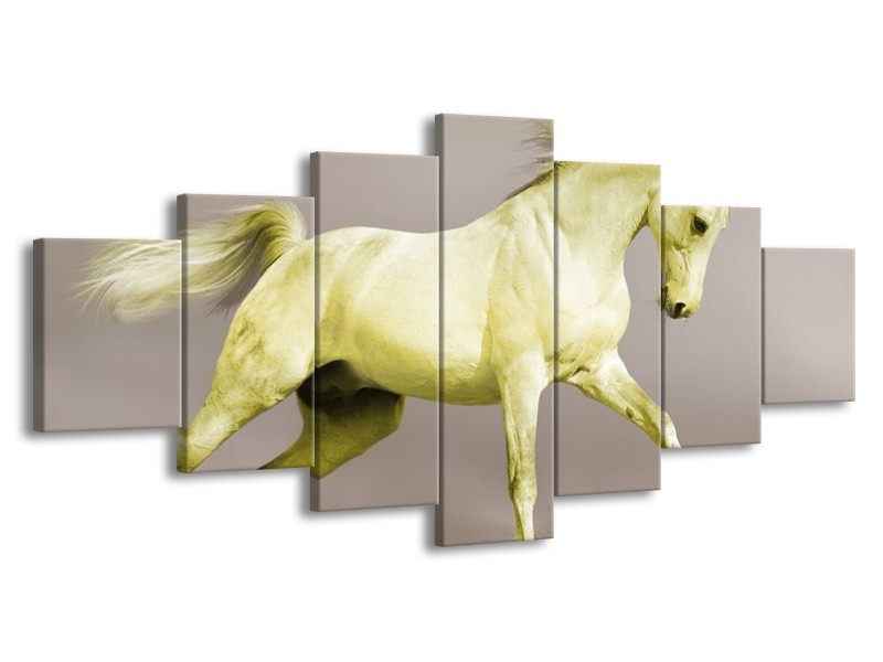 Canvas schilderij Paard | Groen, Grijs | 210x100cm 7Luik
