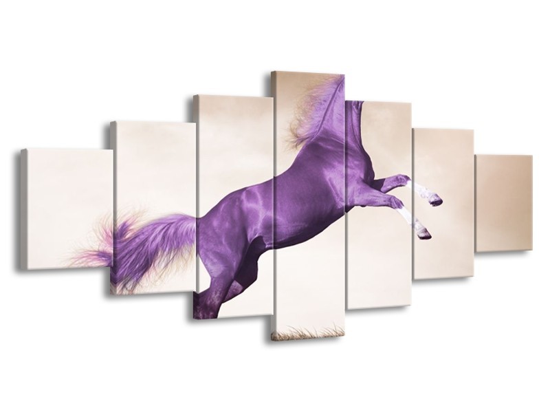 Canvas schilderij Paard | Paars, Sepia | 210x100cm 7Luik