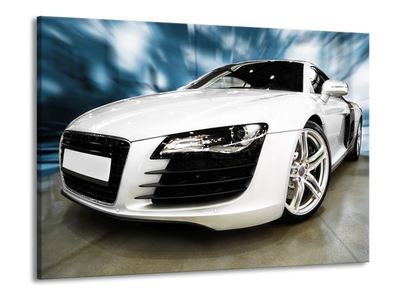 Glas schilderij Audi | Zwart, Wit, Blauw | 100x70cm 1Luik