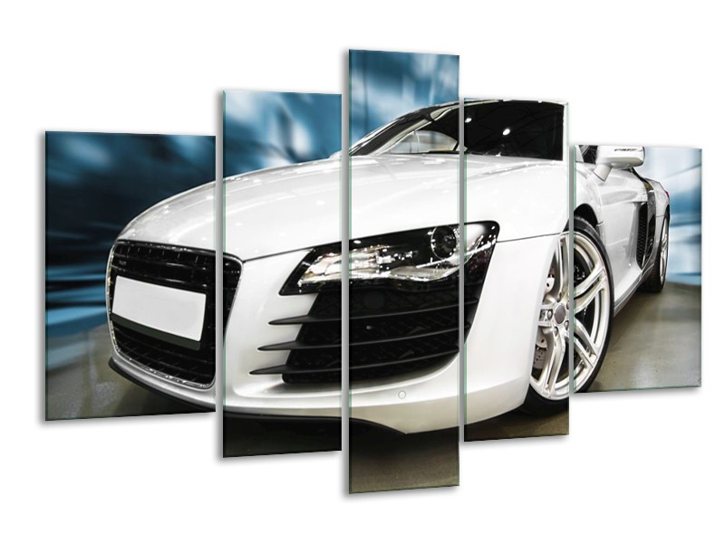 Glas schilderij Audi | Zwart, Wit, Blauw | 170x100cm 5Luik