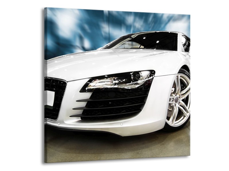 Glas schilderij Audi | Zwart, Wit, Blauw | 50x50cm 1Luik