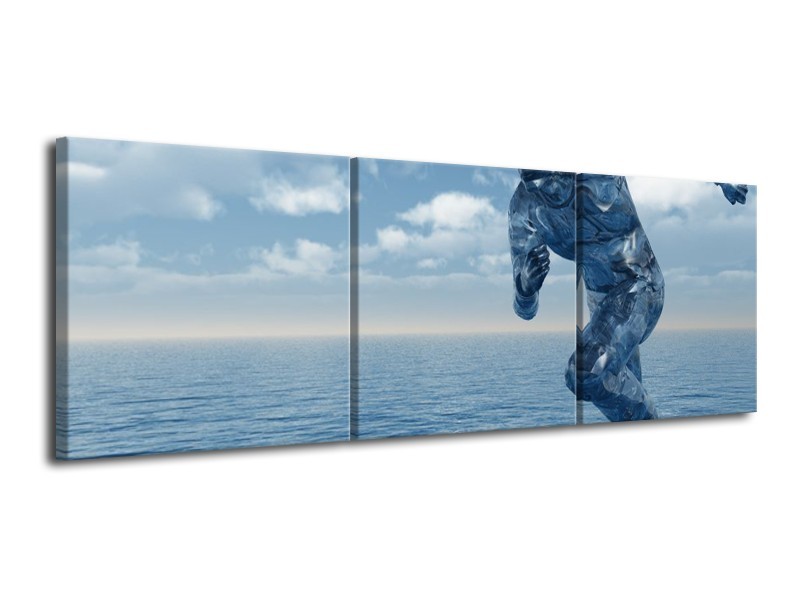 Glas schilderij Water | Wit, Blauw | 120x40cm 3Luik