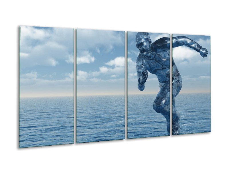 Canvas schilderij Water | Wit, Blauw | 160x80cm 4Luik