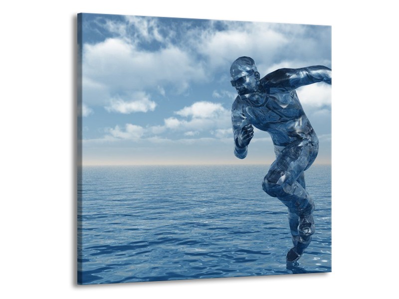 Glas schilderij Water | Wit, Blauw | 50x50cm 1Luik