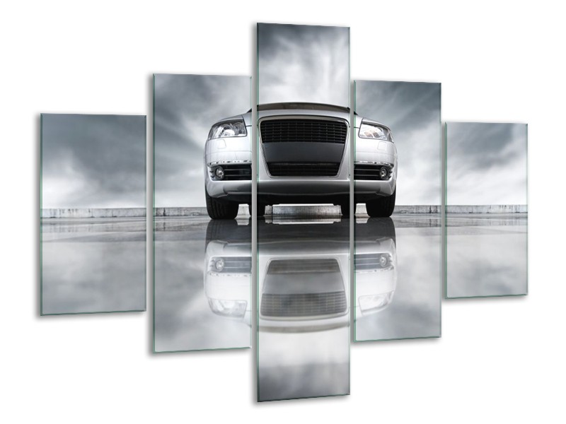 Glas schilderij Audi | Wit, Grijs, Zwart | 100x70cm 5Luik