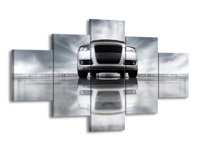 Glas schilderij Audi | Wit, Grijs, Zwart | 125x70cm 5Luik