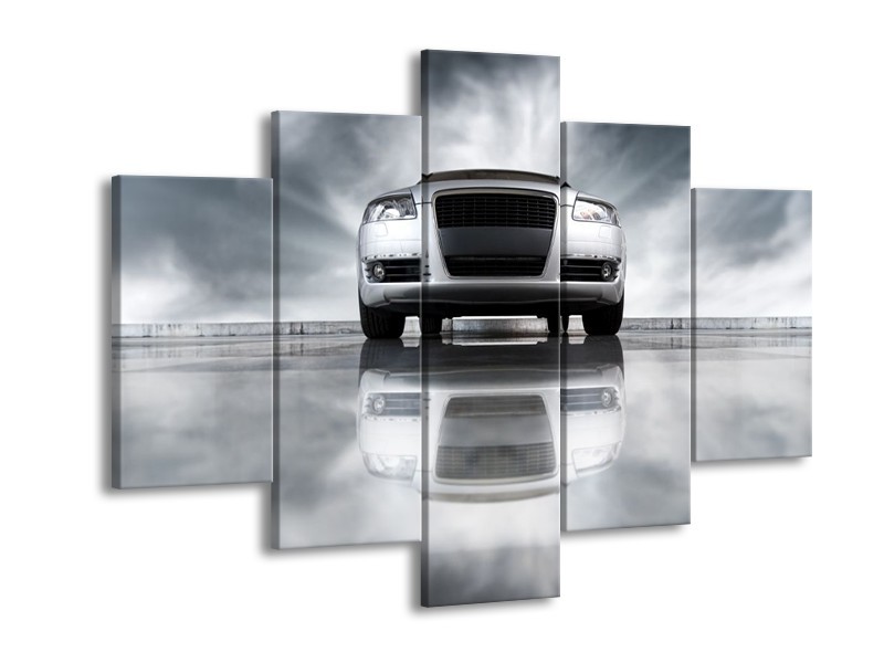 Glas schilderij Audi | Wit, Grijs, Zwart | 150x105cm 5Luik