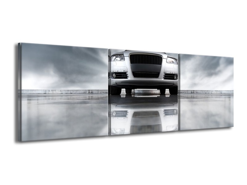 Glas schilderij Audi | Wit, Grijs, Zwart | 150x50cm 3Luik