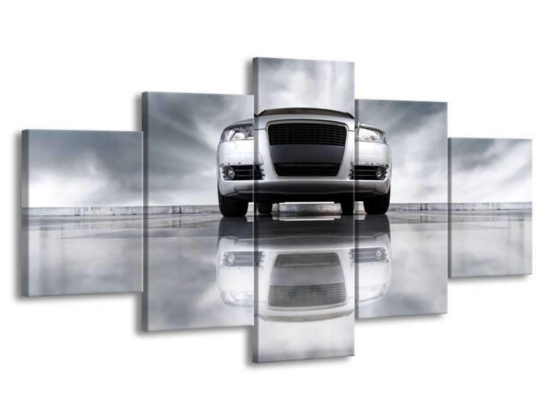 Glas schilderij Audi | Wit, Grijs, Zwart | 150x80cm 5Luik