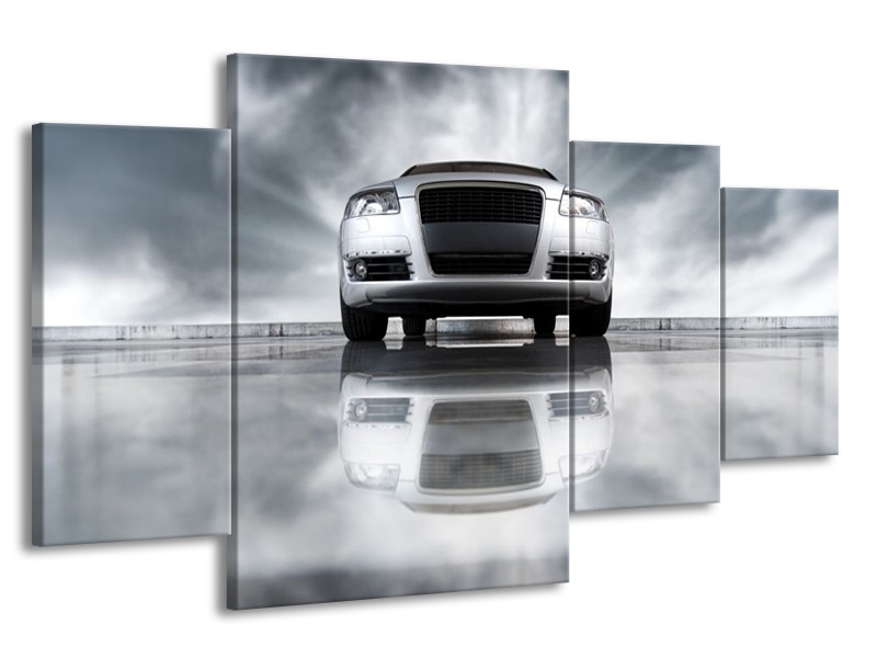 Glas schilderij Audi | Wit, Grijs, Zwart | 160x90cm 4Luik