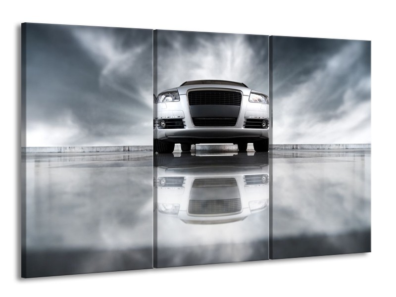Glas schilderij Audi | Wit, Grijs, Zwart | 165x100cm 3Luik