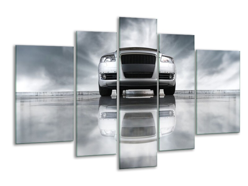 Glas schilderij Audi | Wit, Grijs, Zwart | 170x100cm 5Luik