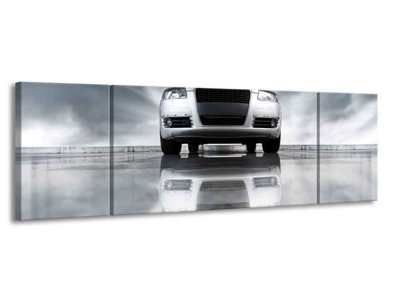 Glas schilderij Audi | Wit, Grijs, Zwart | 170x50cm 3Luik