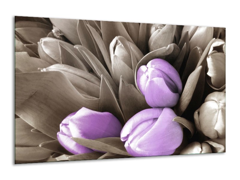 Canvas schilderij Orchidee | Paars, Grijs, Bruin | 120x70cm 1Luik