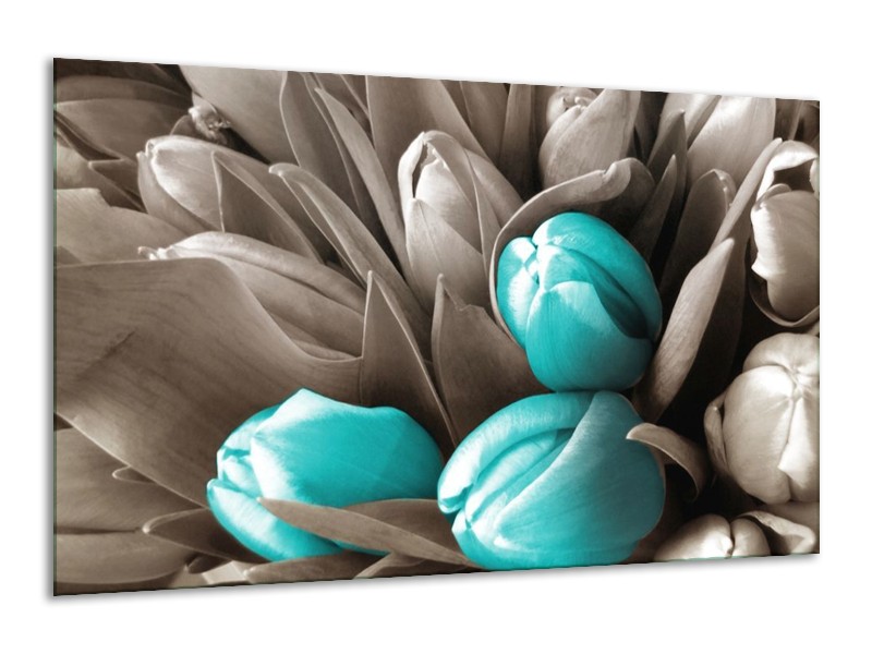 Canvas schilderij Orchidee | Grijs, Blauw, Zwart | 120x70cm 1Luik