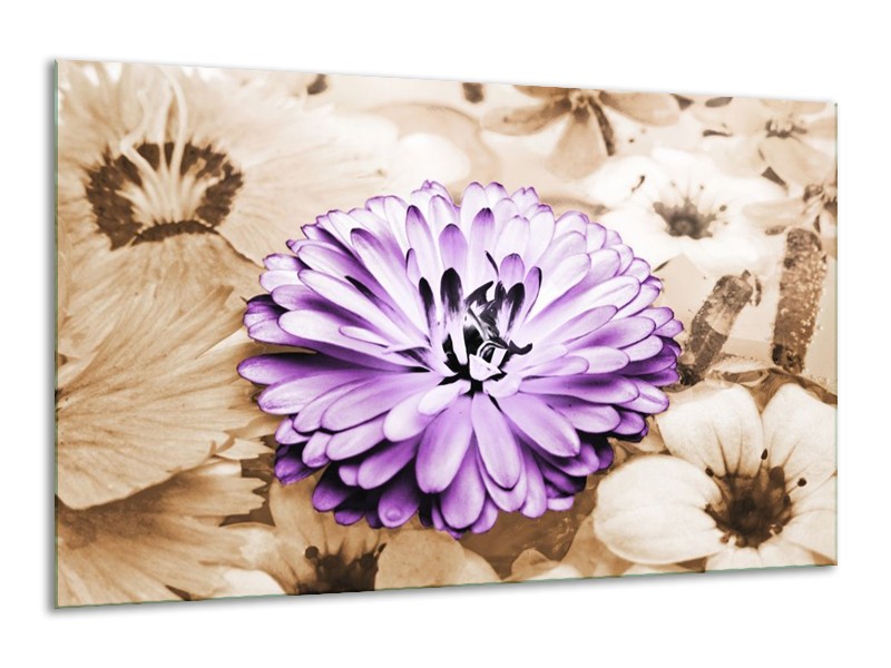 Canvas schilderij Bloem | Paars, Bruin | 120x70cm 1Luik
