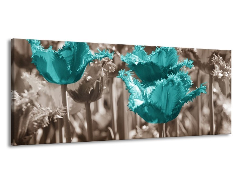 Canvas schilderij Tulpen | Blauw, Grijs | 145x58cm 1Luik