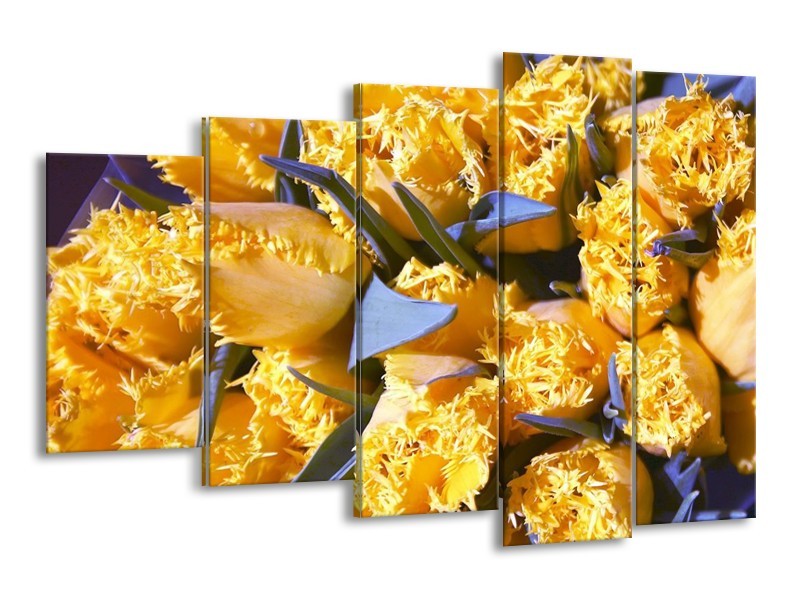 Canvas schilderij Tulpen | Geel, Groen | 150x100cm 5Luik