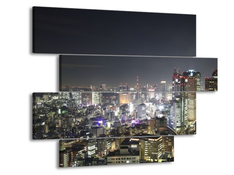 Glas schilderij Steden | Grijs, Wit, Blauw | 115x85cm 4Luik