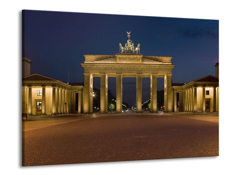 Glas schilderij Steden | Geel, Blauw, Bruin | 100x70cm 1Luik