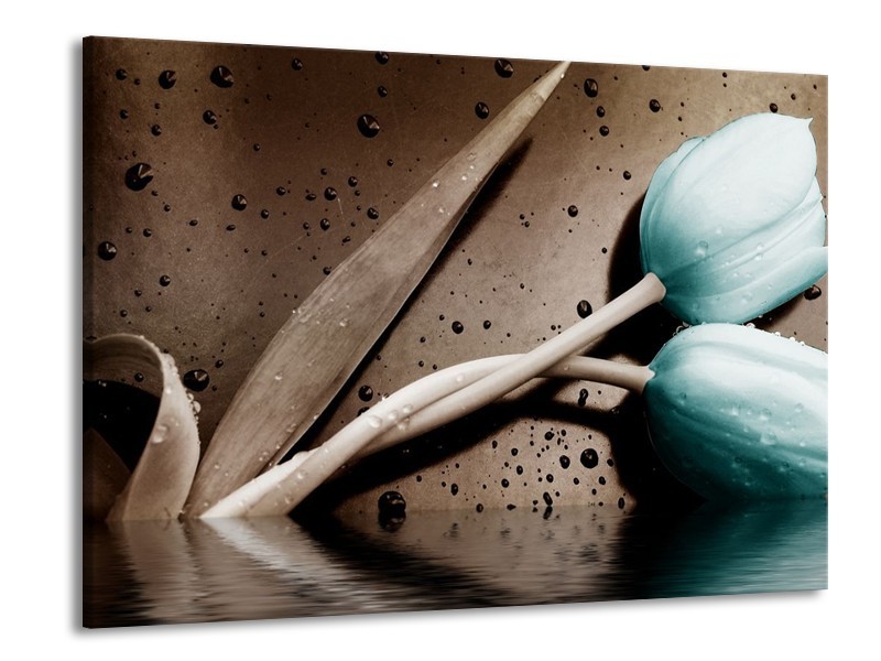 Canvas schilderij Tulpen | Blauw, Bruin | 100x70cm 1Luik