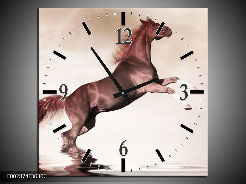 Klok schilderij Paard | Sepia, Bruin | 30x30cm 1Luik