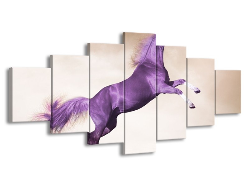 Canvas schilderij Paard | Paars, Sepia | 210x100cm 7Luik