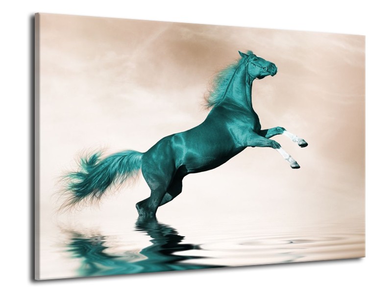 Canvas schilderij Paard | Groen, Sepia | 70x50cm 1Luik