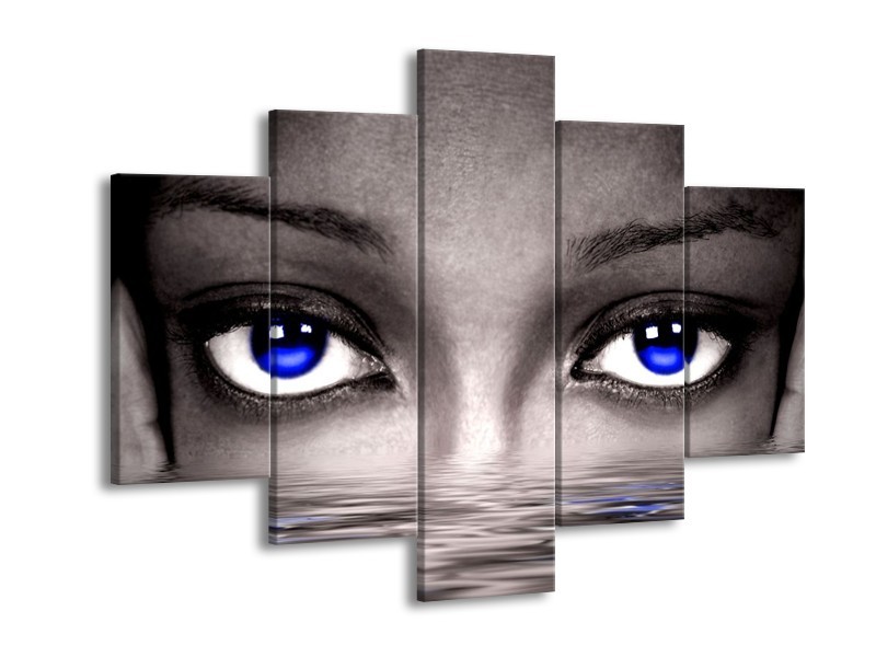 Canvas schilderij Ogen | Blauw, Grijs, Zwart | 150x105cm 5Luik
