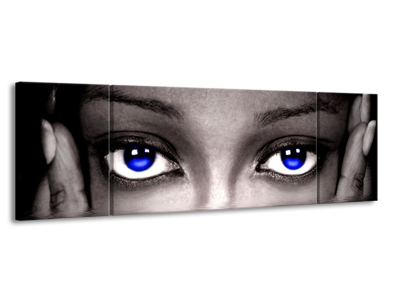 Canvas schilderij Ogen | Blauw, Grijs, Zwart | 170x50cm 3Luik