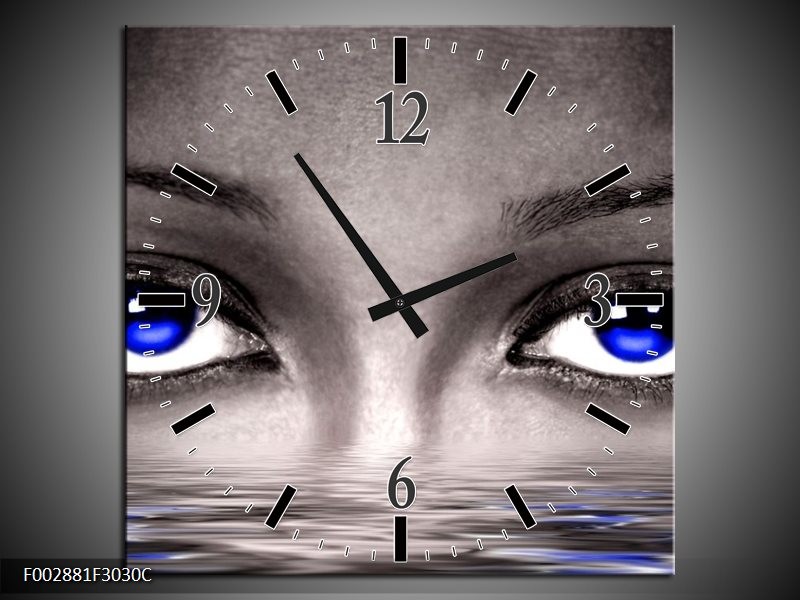 Klok schilderij Ogen | Blauw, Grijs, Zwart | 30x30cm 1Luik