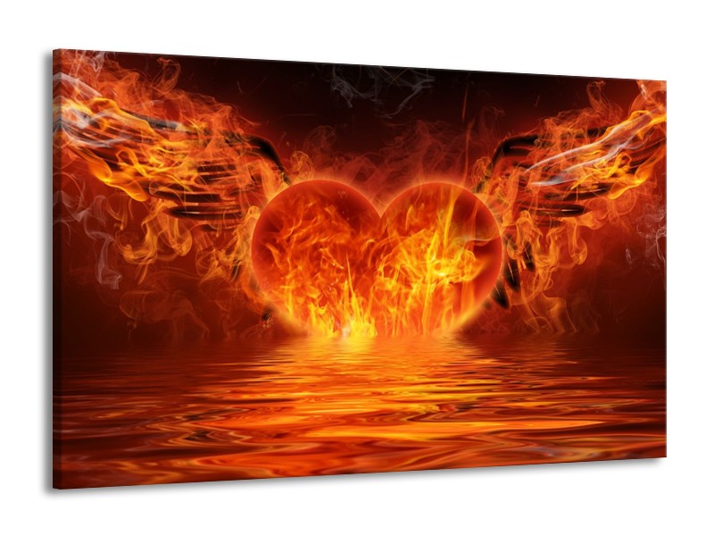 Canvas schilderij Hart | Oranje, Bruin, Geel | 140x90cm 1Luik