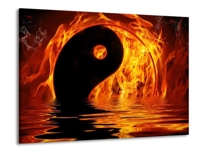 Canvas schilderij Teken | Oranje, Bruin, Zwart | 100x70cm 1Luik