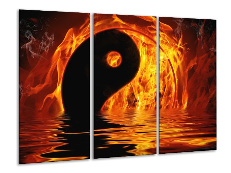 Canvas schilderij Teken | Oranje, Bruin, Zwart | 120x80cm 3Luik