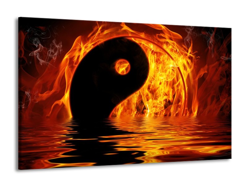 Canvas schilderij Teken | Oranje, Bruin, Zwart | 140x90cm 1Luik