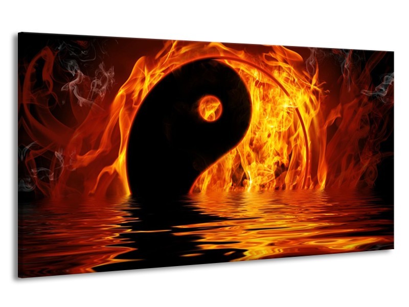Canvas schilderij Teken | Oranje, Bruin, Zwart | 190x100cm 1Luik