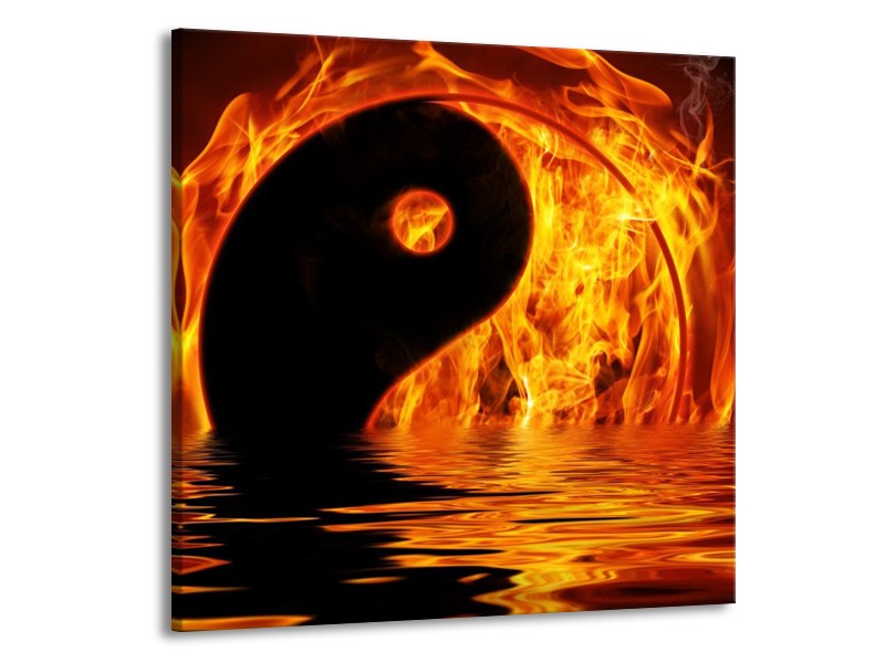 Canvas schilderij Teken | Oranje, Bruin, Zwart | 70x70cm 1Luik