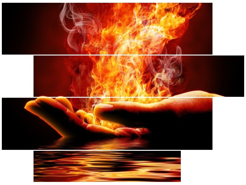 Canvas schilderij Hand | Oranje, Bruin, Zwart | 115x85cm 4Luik