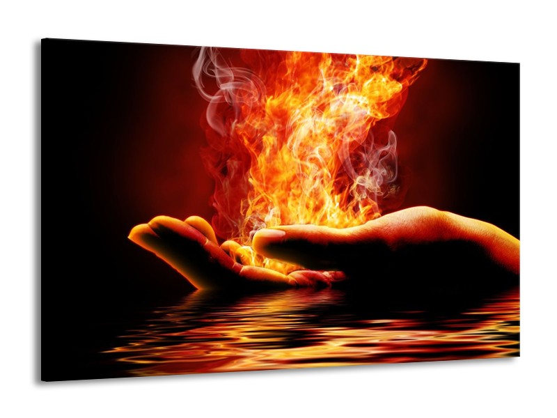 Canvas schilderij Hand | Oranje, Bruin, Zwart | 140x90cm 1Luik