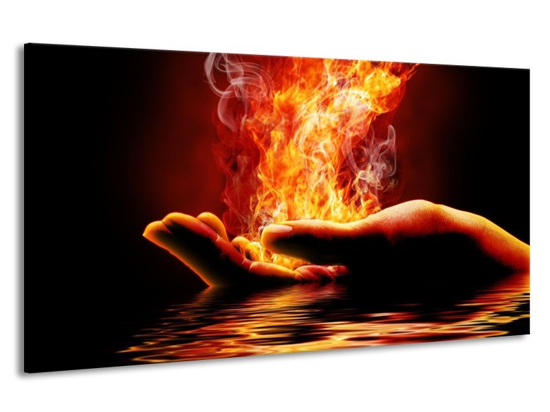 Canvas schilderij Hand | Oranje, Bruin, Zwart | 190x100cm 1Luik
