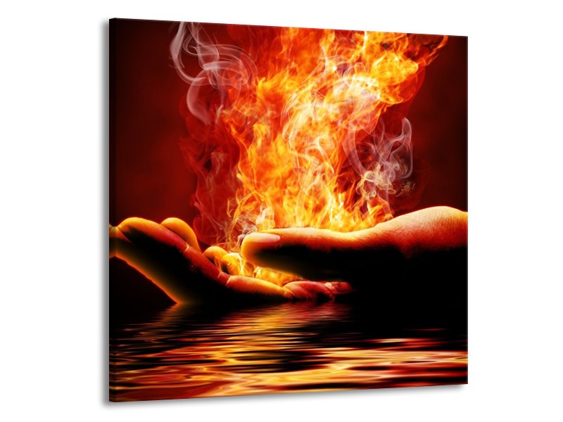 Canvas schilderij Hand | Oranje, Bruin, Zwart | 70x70cm 1Luik