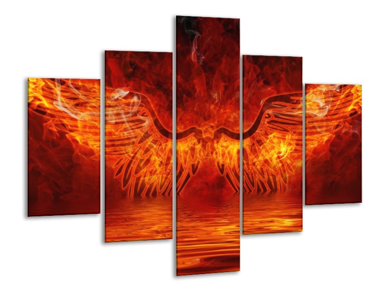 Canvas schilderij Engel | Oranje, Bruin, Zwart | 100x70cm 5Luik