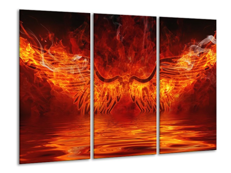 Canvas schilderij Engel | Oranje, Bruin, Zwart | 120x80cm 3Luik