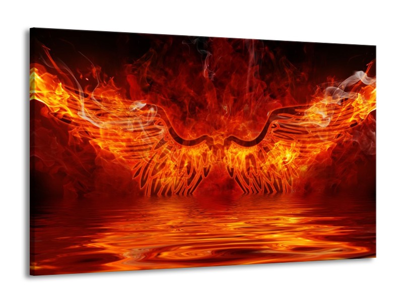 Canvas schilderij Engel | Oranje, Bruin, Zwart | 140x90cm 1Luik