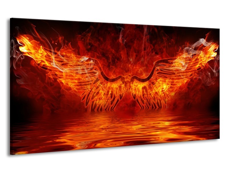 Canvas schilderij Engel | Oranje, Bruin, Zwart | 190x100cm 1Luik
