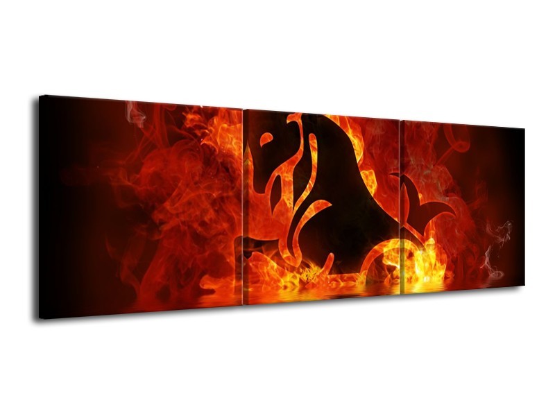 Canvas schilderij Abstract | Oranje, Bruin, Zwart | 120x40cm 3Luik